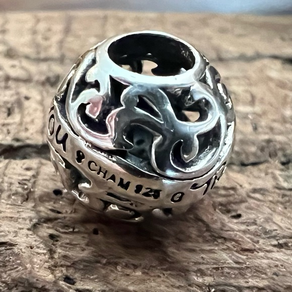 NWT Authentic Chamilia- Thank You Charm Filigree Ball Bead in 925 Silver Family - Picture 6 of 6